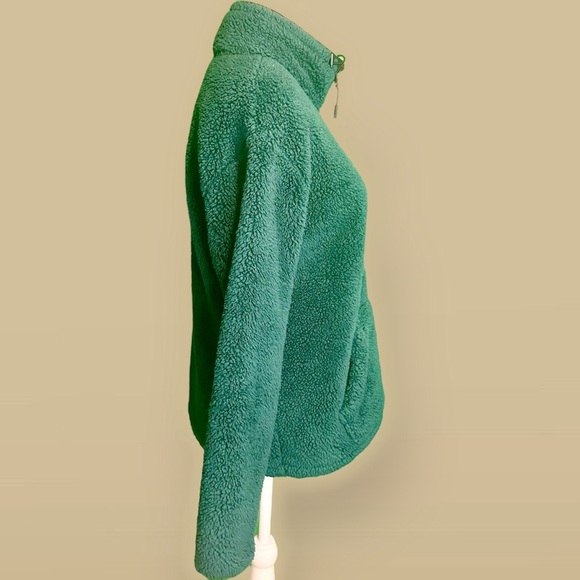 NWOT PINK Victoria’s Secret Sherpa Fleece Half Zip Pullover Jacket in Green XS - Picture 11 of 14